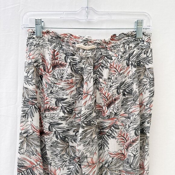 Cali 1850 Linen Blend Straight Leg Tropical Print Pants Drawstring Waist Women S - Picture 14 of 15